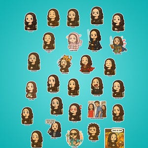 Pacote de adesivos engraçados da Mona Lisa – Adesivos de arte meme para laptop, diário, agenda, garrafa d&#39;água – Presente fofo de paródia histórica