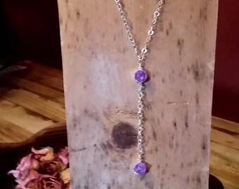 Druzy Sterling Silver Y Necklace