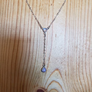Moonstone Sterling Silver Y Necklace