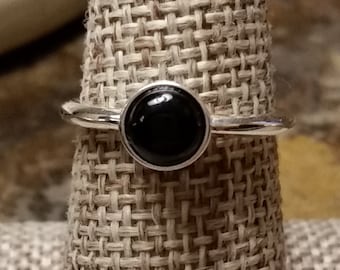 Onyx Sterling Silver Stackable Ring