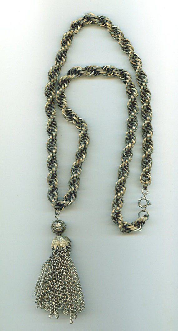 Vintage Necklace with Tassel Pendant - image 1