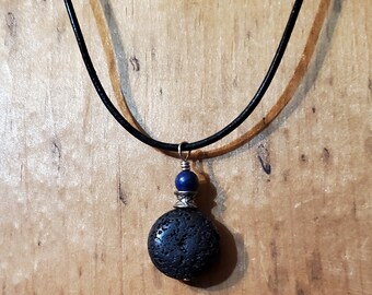 Lava stone & Lapis Lazuli Necklace