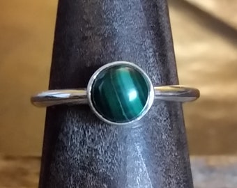 Malachite Sterling Silver Stackable Ring