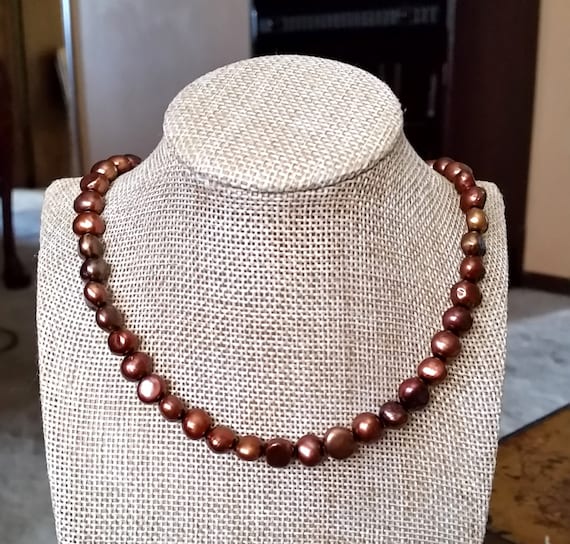 ネックレス・ペンダント Handmade brown pearls necklace Chocolate Pearl Necklace - Etsy