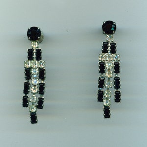 Vintage Black Rhinestone Dangle Earrings