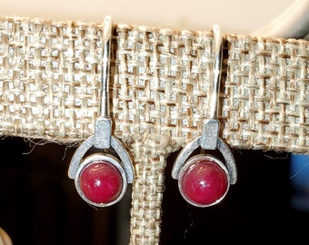 Ruby Sterling Silver Earrings