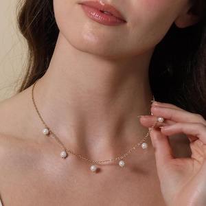 Natural Pearl Necklace, Pearl Choker Necklace, Bridal Necklace, Wedding Jewelry, Bridesmaid Gift for Her, Mothers Day Gift, Birthday Gift