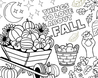 Dinge, die man über den Herbst lieben Malseite | Druckbare Herbst-Aktivität für Kinder | Herbst Homeschool & Klassenzimmer Spaß