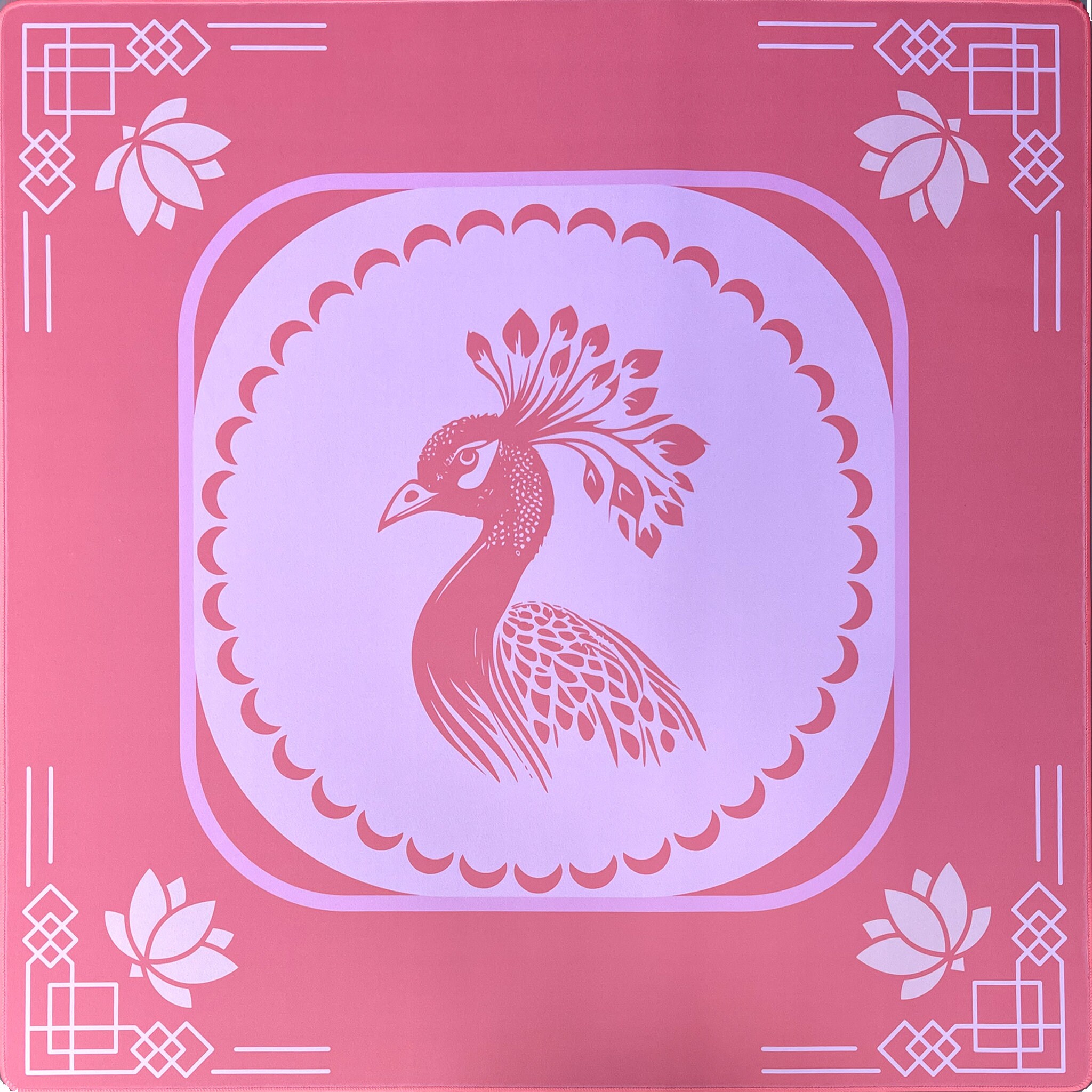 The Queen Peacock Mahjong Mat - Confident Coral