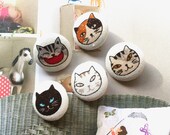 Handmade Kawaii Beige Off White Black Grey Funny Kitten Cat Animal Fabric Button, Cats Animal Fridge Magnets, Flat Backs, 1.1 Inches 5 39 s