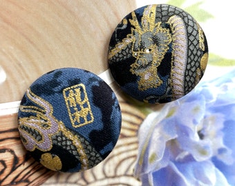 Handmade Large Dark Blue Gray Grey Gold Dragon Manteau Jacket Fabric Covered Button Boutons, Dragon Fridge Magnet, CHOOSE COLOR 2's