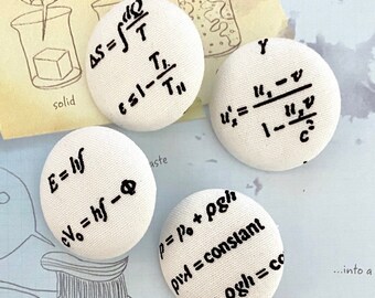 Handmade Off White Math Science Numbers Geek Novelty Fabric Covered Buttons Boutons, Science Math Teacher Gift Magnets, 1.2 Inches 4's