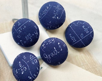 Handmade Blue White Numbers Mathematics Math Teacher Geek Novelty Fabric Buttons Bouton , Numbers Math Fridge Magnets, 1.1 Inches 5's