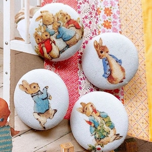 Handmade Large Light Blue Peter Rabbit Lapin Coat Jacket Manteau Fabric Covered Buttons Bouton, Peter Rabbit Fridge Magnets, 1.2 Inches 4's image 1