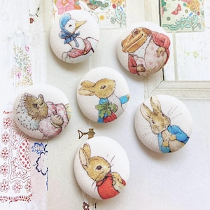 6 bottoni decorativi in tessuto grandi per bambini Peter Rabbit, per cappotti e vestiti, calamite da frigorifero Peter Rabbit, bottoni da 1,2 pollici