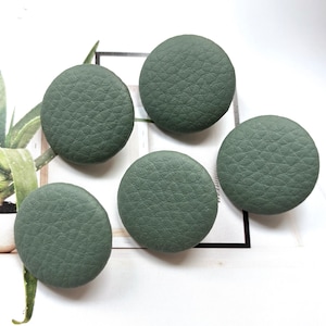 5 Large Green Vert Faux Leather Simili Cuir Sofa Upholstery Tapisserie Jacket Dress Fabric Button Boutons, CHOOSE SIZE 5&#39;s