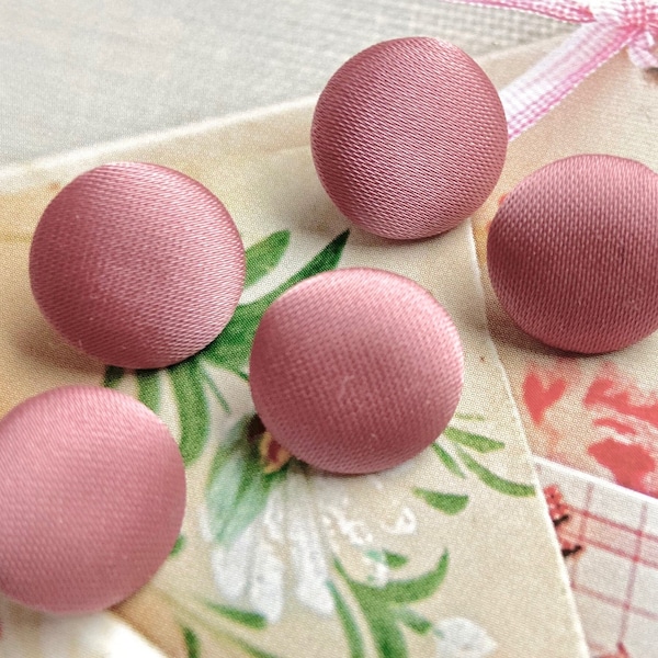 Handmade Plain Dark Antique Vieille Rose Pink Satin Coat Wedding Mariage Gown Jacket Dress Fabric Buttons Boutons, CHOOSE SIZE 5's