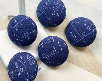 Handmade Blue White Numbers Mathematics Math Teacher Geek Novelty Fabric Buttons Bouton , Numbers Math Fridge Magnets, 1.1 Inches 5's