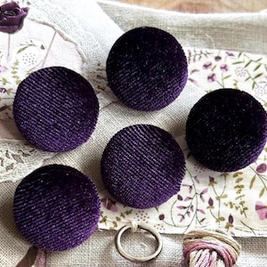 5 Mörk Aubergine, Lila Sammetskapsknappar, Bröllopskavaj, Klänning, Väska, Dekorativa Möbelknappar, VÄLJ STORLEK