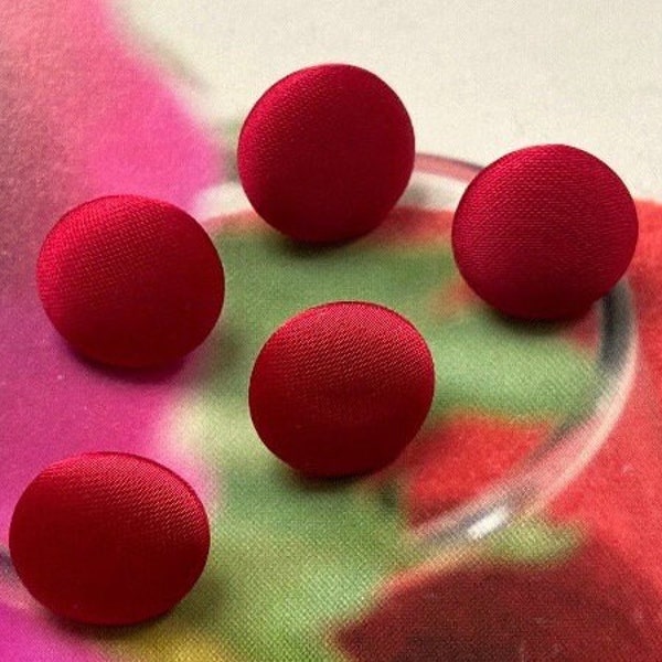 Handmade Deep Red Rouge Satin Coat Mariage Wedding Gown Robe Jacket Dress Fabric Buttons Boutons , CHOOSE SIZE 5's