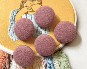 Handmade Small Large Dusty Rose Winter Sweater Knit Pull Coat Felt Fabric Buttons Wedding Jacket Dress Fabric Buttons, CHOOSE SIZE 5's