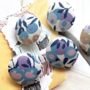 Handmade Liberty Of London Light Purple Blue Brown White Floral Flower Fabric Covered Buttons Boutons, Liberty Magnets, CHOOSE SIZE 5's image 2