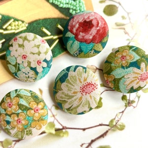 Handmade Tilda Green Pink Vert Rose Flower Fleur Jacket Manteau Coat Robe Fabric Covered Button Bouton, Tilda Fridge Magnets, 1.2 5's image 1