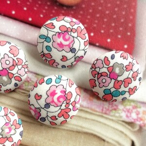 Handmade Liberty Of London White Peach Pink Green Rose Vert Floral Flower Fabric Buttons Boutons , Liberty Fridge Magnet, CHOOSE SIZE 5's image 2