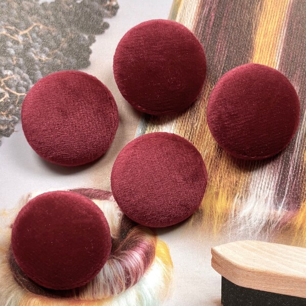 Handmade Dark Cherry Wine Red Vin Rouge Velvet Velours Manteau Coat Gown Wedding Jacket Dress Fabric Buttons Bouton, CHOOSE SIZE 5's