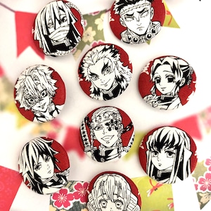 10 grandi bottoni decorativi in tessuto di Hashira, cacciatore di demoni, calamite da frigo di Demon Slayer, bottoni da 3,8 cm