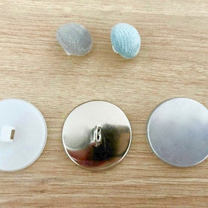 Mini Small Fabric Grey Red Pink Yellow Blue Green Brown Beige Black White Plain Fabric Buttons, Flat Backs 5's 0.4 Inches, CHOOSE COLOR image 2