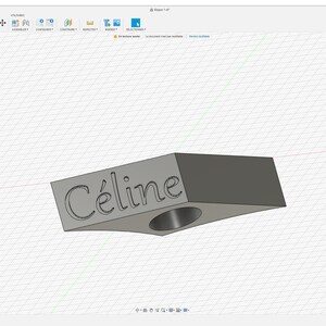 Peut inclure: Un pendentif gris imprim&eacute; en 3D avec le mot "C&eacute;line" grav&eacute; sur le devant. Le pendentif a un trou au centre pour une cha&icirc;ne ou un cordon.
