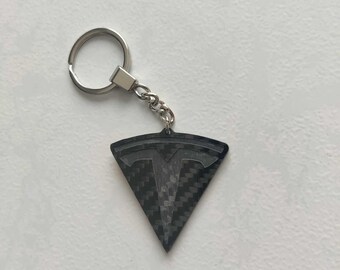 Tesla carbon keychain