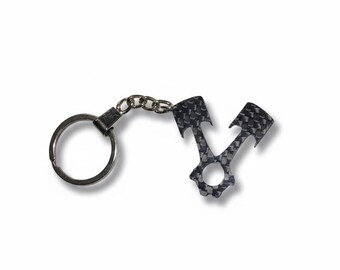 Carbon fiber piston and connecting rod keychain