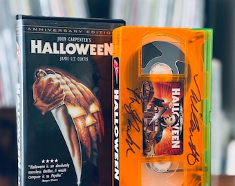Signiertes Halloween VHS Tape - Nick Castle, Custom Orange Shell