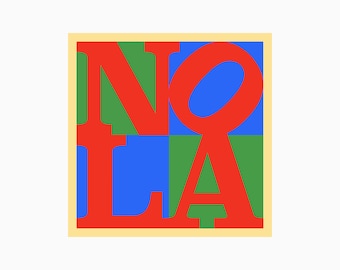 NOLA - LOVE - in the manner of Robert Indiana - Pop Artist - 12" Square Art Print Wall Art