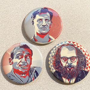 Beat Generation Trinity - On the Road - Jack Kerouac, Neal Casasdy and Allen Ginsberg  - Set of 3 Refrigerator Magnets or Pinback Buttons