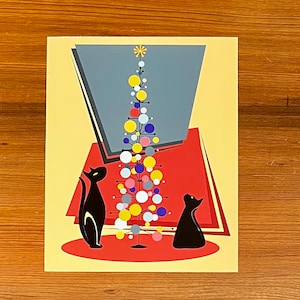 Atomic Ranch Halverwege de eeuw moderne katten kerstkaarten - 5 x 7 inch