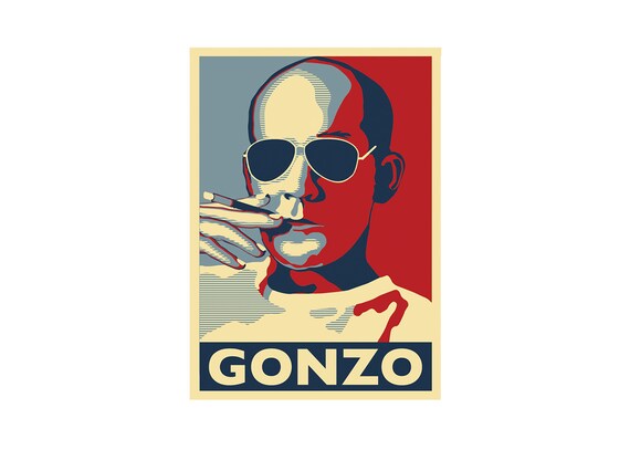 14" x 20" Hunter S Thompson Gonzo Poster by Atelier Bagatelle 