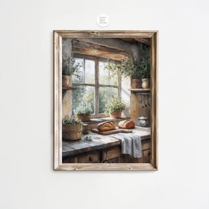 Kitchen Print Bread and Herbs | Modern Farmhouse Decor | Printable Wall Art