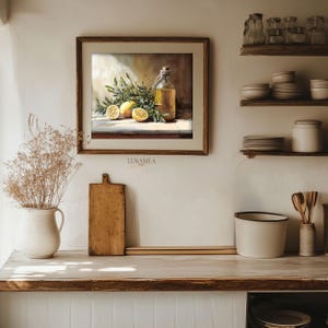 Lemons and Olive Oil Still Life Oil Painting Style – Mediterranean ...