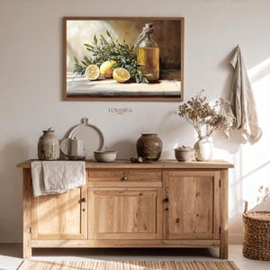 Lemons and Olive Oil Still Life Oil Painting Style – Mediterranean ...