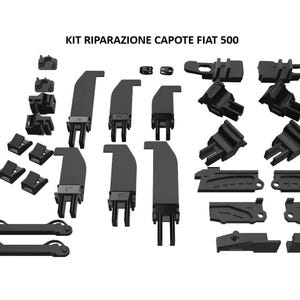 Complete reparatieset voor Fiat 500 cabriokap Fiat 500c cabriolet (30 stuks). Reparatieset voor softtop (30 stuks). Canvas dak.