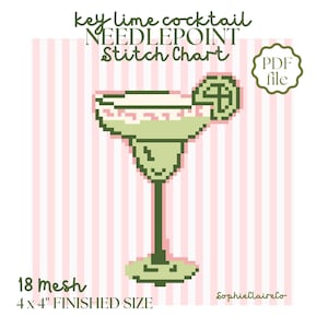 Digitale Stickvorlage „Key Lime Cocktail“ – 18 Mesh