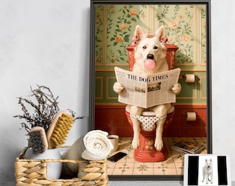 Retrato de mascota personalizado para baño: enmarcado o póster