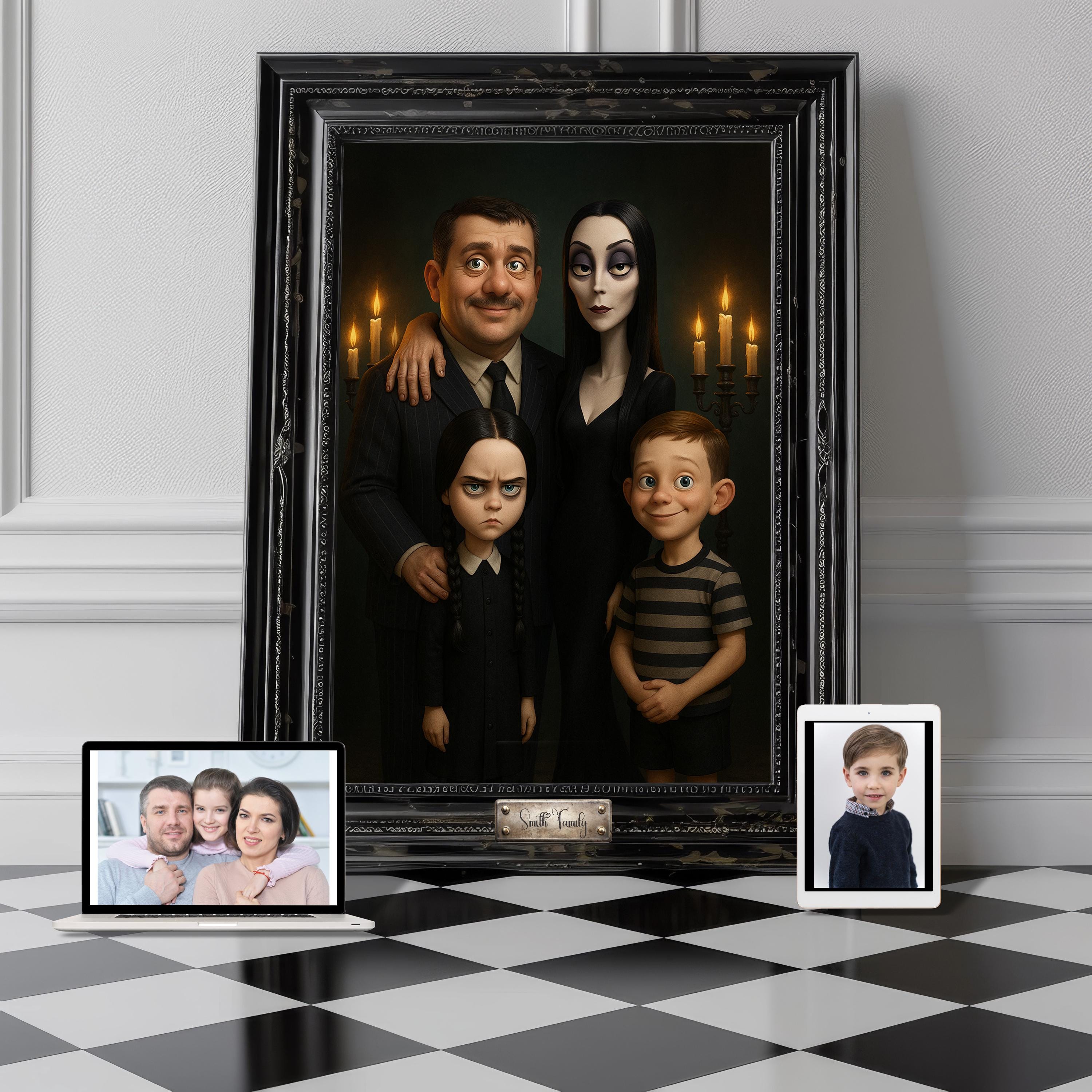 Custom Addams Family Portrait Art Style: Framed or Poster