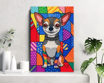 Retrato de mascota personalizado al estilo Britto: enmarcado, póster, digital o lienzo