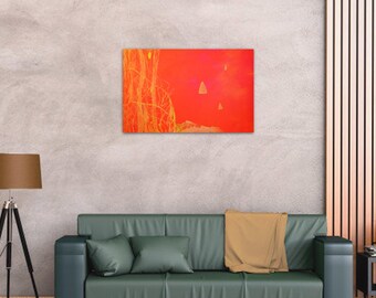 Strength, Original Oil Painting | Abstract Fiery red painting|  Abstract nature art Collection, 30w x 24h inches | Artist: Frieda Howling