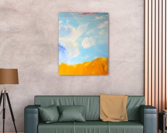 Original Oil Painting | Abstract Landscape Art | 24w x 30h inches | Clouds and Sand | Artist: Frieda Howling