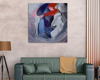 Abstract Landscape Artwork - Fine Art Collection: Original Oil Painting (Hurricane), 36 x 36 inches l Artist Frieda Howling